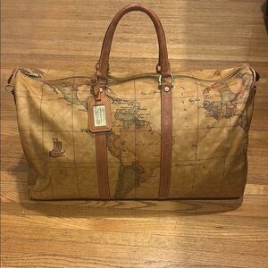 Vintage Alviero Martini Map Print Travel Bag